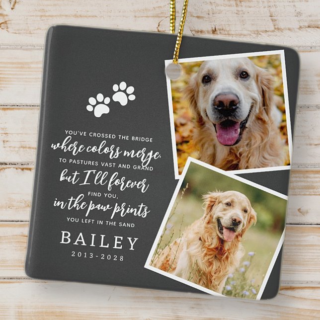 Pet Memorial Modern Simple Chic Poem Photo Ceramic Ornament (Creator Uploaded)