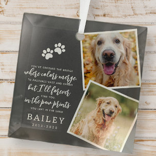 Pet Memorial Modern Simple Chic Poem Photo Glass Ornament