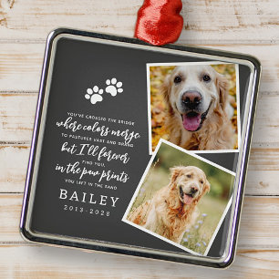 Pet Memorial Modern Simple Chic Poem Photo Metal Ornament