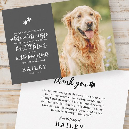 Pet Memorial Modern Simple Chic Poem Photo Thank You Card