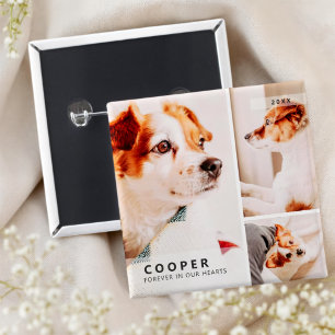 Pet Memorial Modern Simple Geometric Photo Collage Button