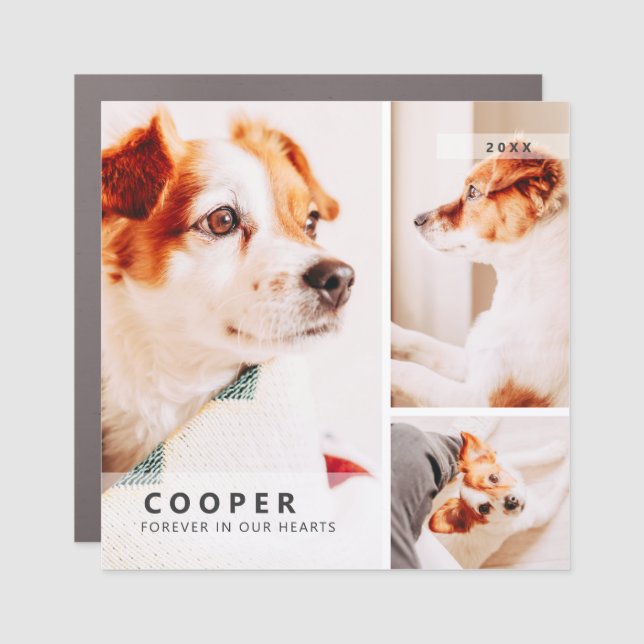 Pet Memorial Modern Simple Geometric Photo Collage Car Magnet (Front)