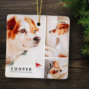 Pet Memorial Modern Simple Geometric Photo Collage Ceramic Ornament