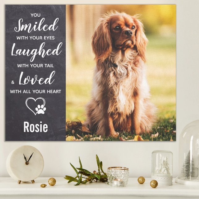 Pet Memorial Modern Simple Remembrance Dog Photo Canvas Print (Creator Uploaded)