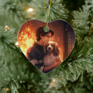 Pet Memorial Ornament, Papillon Dog Mom Gift Ceramic Ornament