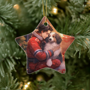 Pet Memorial Ornament, Papillon Dog Mom Gift Ceramic Ornament