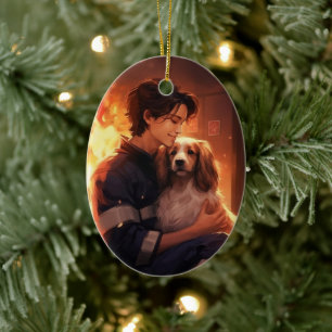 Pet Memorial Ornament, Papillon Dog Mom Gift Ceramic Ornament