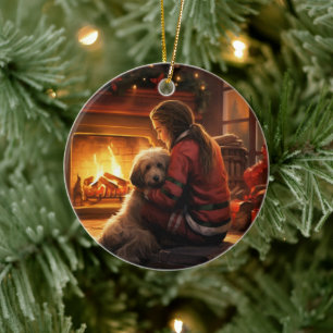 Pet Memorial Ornament, Papillon Dog Mom Gift Ceramic Ornament