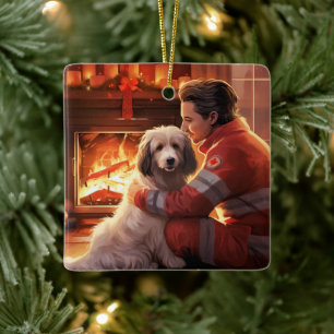 Pet Memorial Ornament, Papillon Dog Mom Gift Ceramic Ornament
