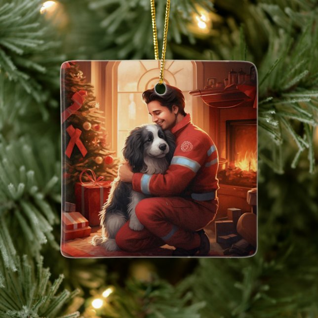 Pet Memorial Ornament,  Papillon Dog Mom Gift Ceramic Ornament (Tree)