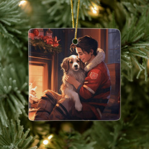 Pet Memorial Ornament, Papillon Dog Mom Gift Ceramic Ornament