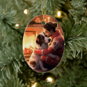 Pet Memorial Ornament, Papillon Dog Mom Gift Ceramic Ornament