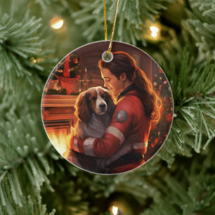 Pet Memorial Ornament, Papillon Dog Mom Gift Ceramic Ornament
