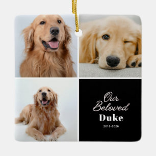 Pet Memorial Our Beloved Dog Photo Keepsake Black Ceramic Ornament