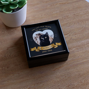Pet Memorial Paw Print Heart Cat Photo Gift Box