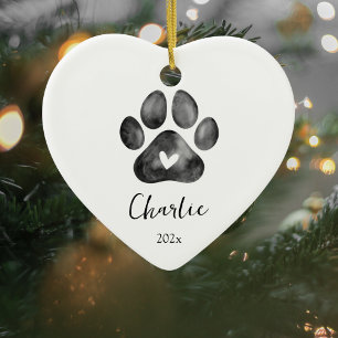 Pet Memorial Paw Print Photo Ornament