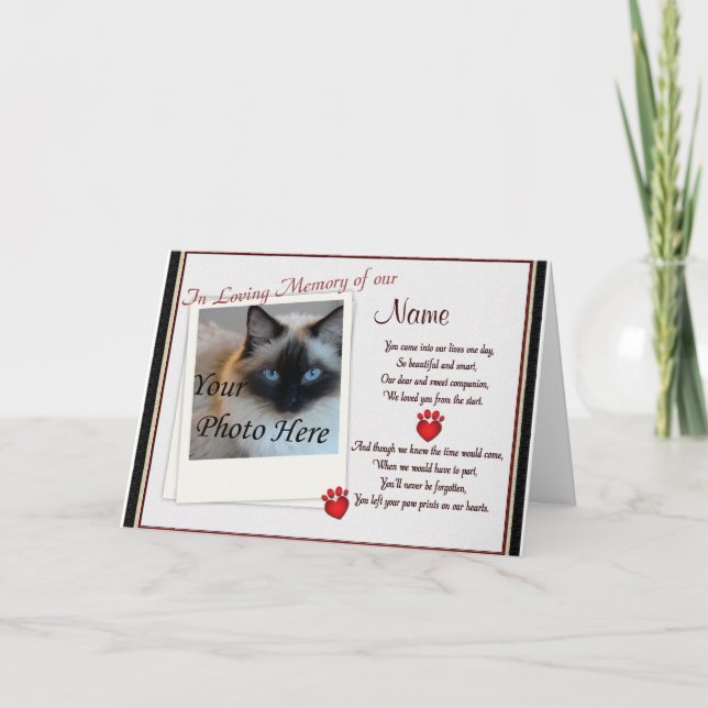 Pet Memorial Paw Prints  Announcement - Dog Cat (Front)