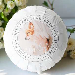 Pet Memorial Paw Prints Hearts Elegant Chic Photo Balloon