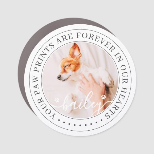 Pet Memorial Paw Prints Hearts Elegant Chic Photo Car Magnet