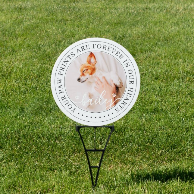 Pet Memorial Paw Prints Hearts Elegant Chic Photo Sign (Insitu)