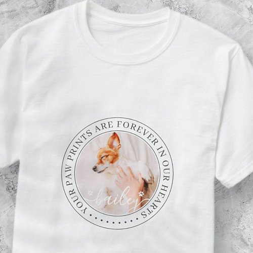 Pet Memorial Paw Prints Hearts Elegant Chic Photo T_Shirt
