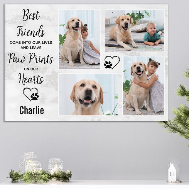 Pet Memorial Paw Prints Modern Dog Photo Collage Acrylic Print (Creator Uploaded)