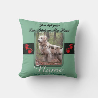 Pet Memorial - Paw Prints on My Heart Throw Pillow