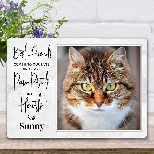 Pet Memorial Paw Prints Personalized Cat Photo Plaque