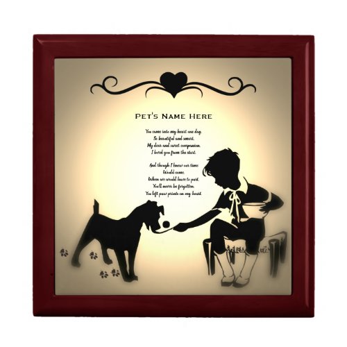 Pet Memorial Paw Prints Poem Gift Box