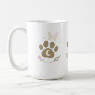 Pet Memorial Paw with Moon & Butterfly – Sympathy Coffee Mug