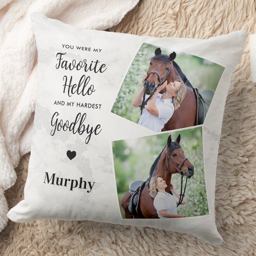 Pet Memorial Personalized 2 Pictures Horse  Throw Pillow