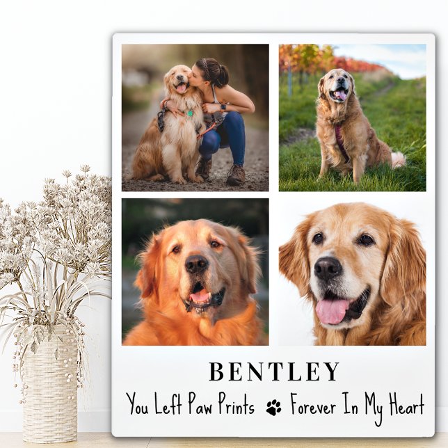 Pet Memorial Personalized 4 Photo Collage Dog Plaque (Creator Uploaded)