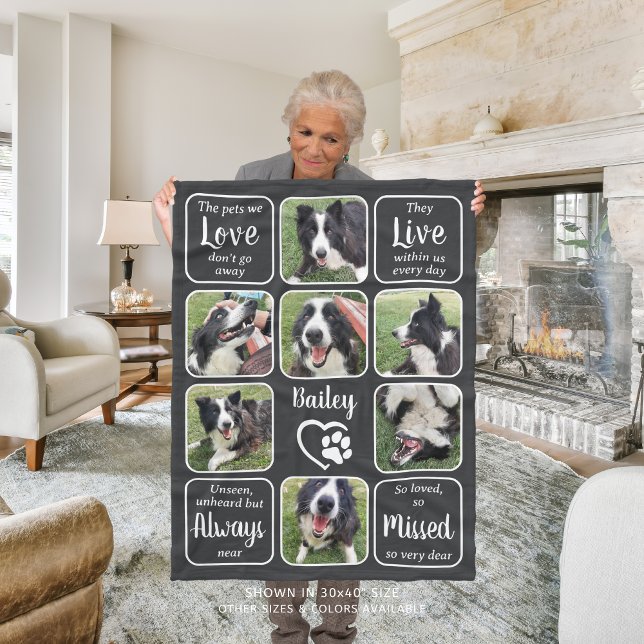 Pet Memorial Personalized 7 Photo Collage Custom Fleece Blanket (Creator Uploaded)