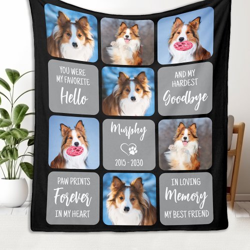 Pet Memorial Personalized 7 Pictures Collage Dog Fleece Blanket