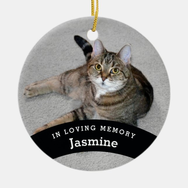 Pet Memorial Personalized Add Name and Photo Ceramic Ornament (Front)