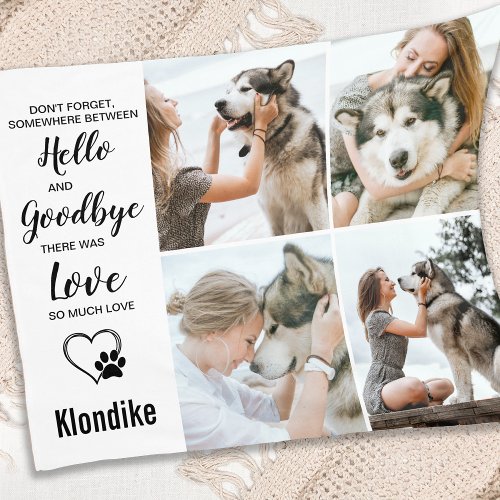 Pet Memorial Personalized Dog 4 Pictures Collage Fleece Blanket