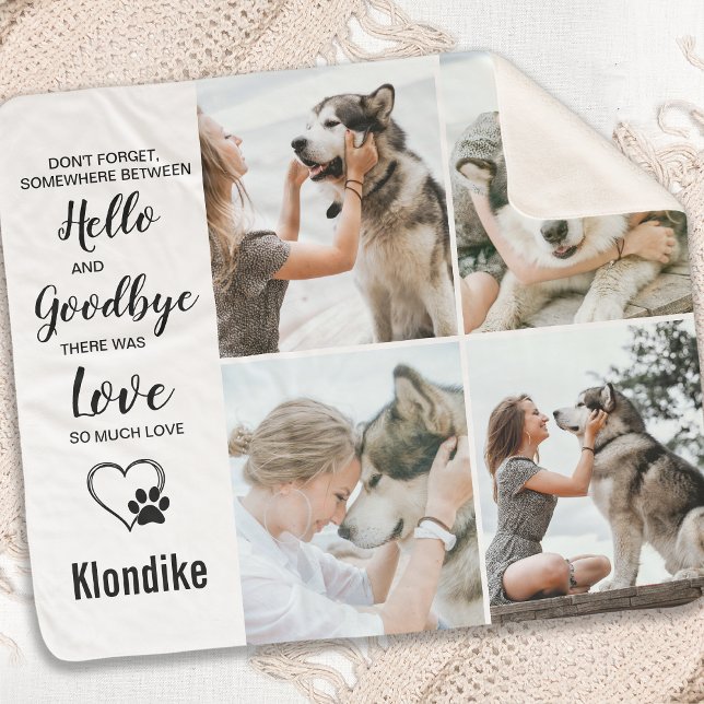 Pet Memorial Personalized Dog 4 Pictures Collage Sherpa Blanket (Creator Uploaded)