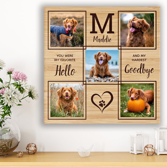 Pet Memorial Personalized Dog 5 Photo Pet Loss  Faux Canvas Print (Creator Uploaded)