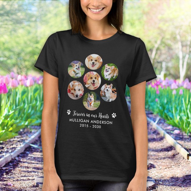 Pet Memorial Personalized Dog 7 Photo Collage T-Shirt (Creator Uploaded)