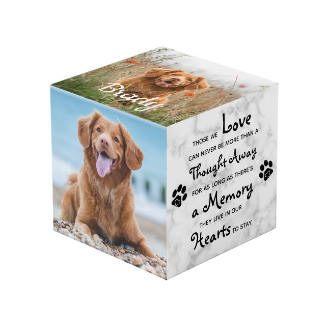 Pet Memorial Personalized Dog Keepsake Photo Cube (Front Angled)