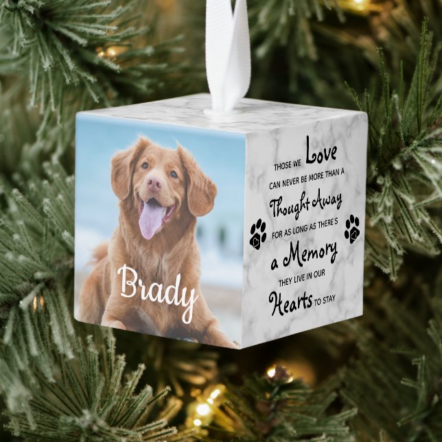 Pet Memorial Personalized Dog Keepsake Photo Cube Ornament (Tree)