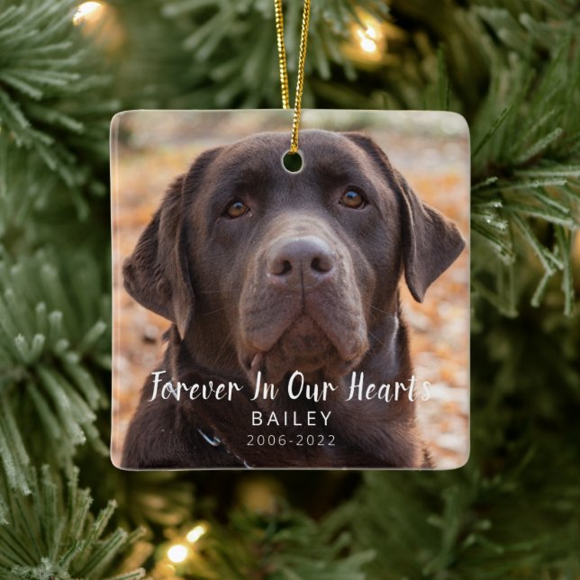 Pet Memorial Personalized Dog Photo Ceramic Ornament (Tree)
