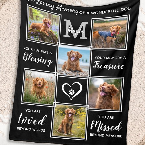Pet Memorial Personalized Dog Photo Collage Fleece