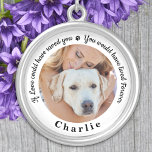Pet Memorial Personalized Dog Photo Silver Plated Necklace<br><div class="desc">Honor your best friend with a custom photo pet memorial necklace . This unique memorial keepsake is the perfect gift for yourself, family or friends to pay tribute to your loved one. This unique dog memorial necklace features a simple black and white design with decorative script. Quote "If Love could...</div>