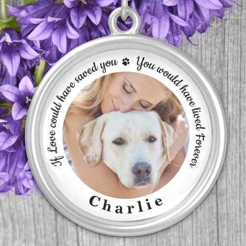 Pet Memorial Personalized Dog Photo Silver Plated Necklace