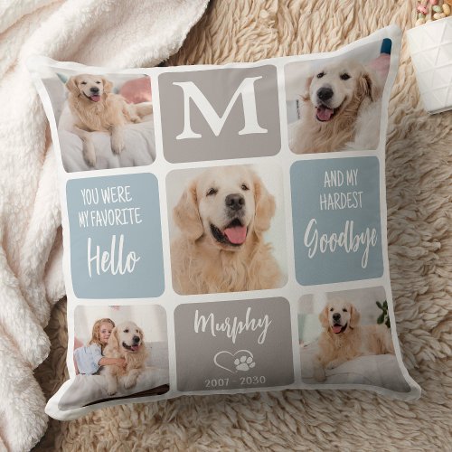 Pet Memorial Personalized Favorite Hello 5 Photo  Throw Pillow