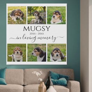 Pet Memorial Personalized Keepsake Photo Collage Faux Canvas Print