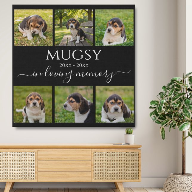 Pet Memorial Personalized Keepsake Photo Collage Faux Canvas Print (Dog Loss Memorial)