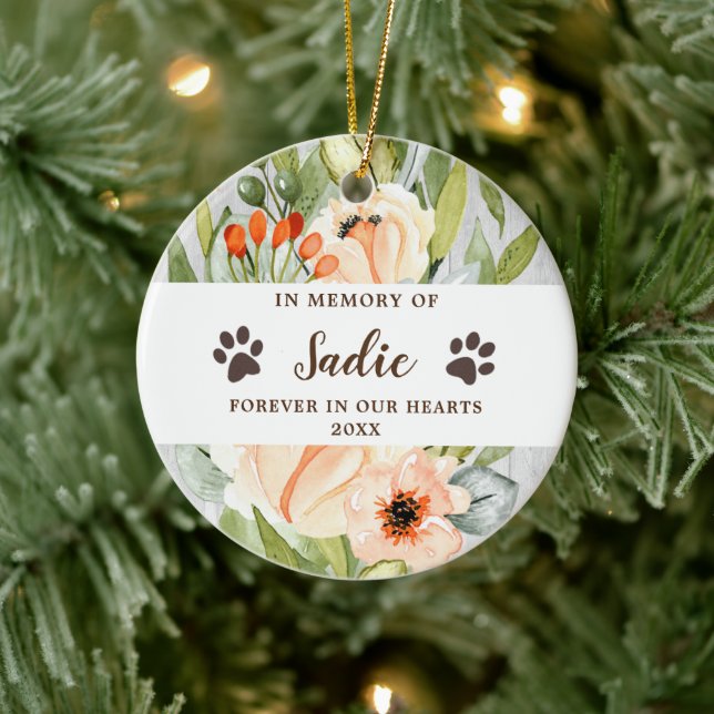 Pet Memorial Personalized Loss of Dog Farmhouse Ceramic Ornament (Tree)
