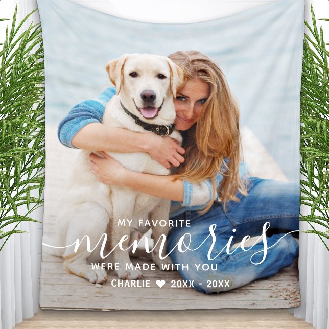 Pet Memorial Personalized Modern Dog Photo Fleece Blanket (Creator Uploaded)